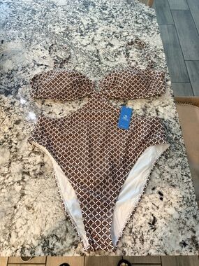 Brown Geo Cutout One-Piece Swimsuit